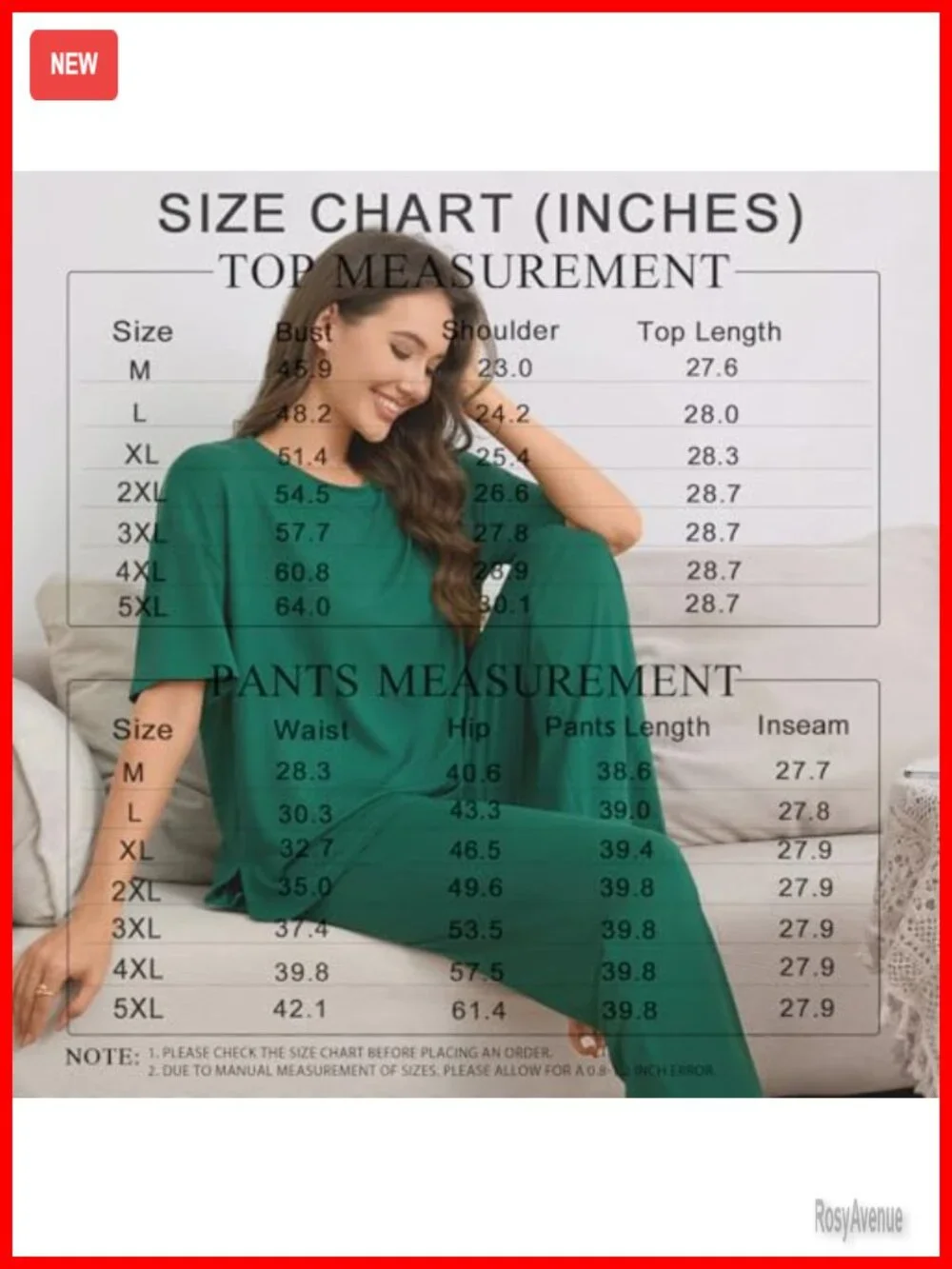 2 Piece Pajama Set Short Sleeve Long Pants Lounge Set with Pockets